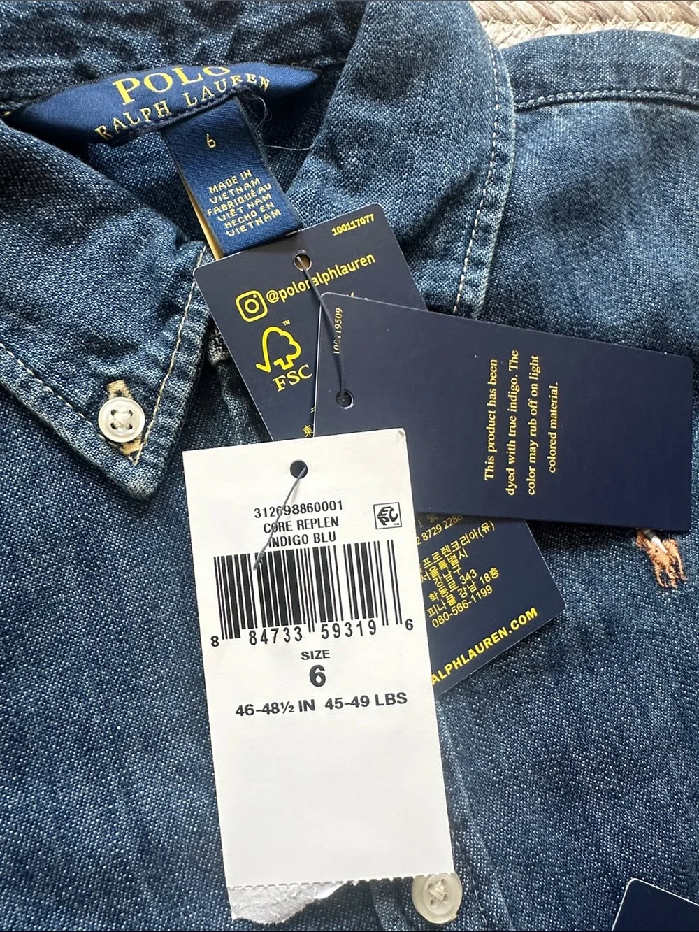 Ralph Lauren Girls' Dark Blue Denim Shirt Dress with Belt